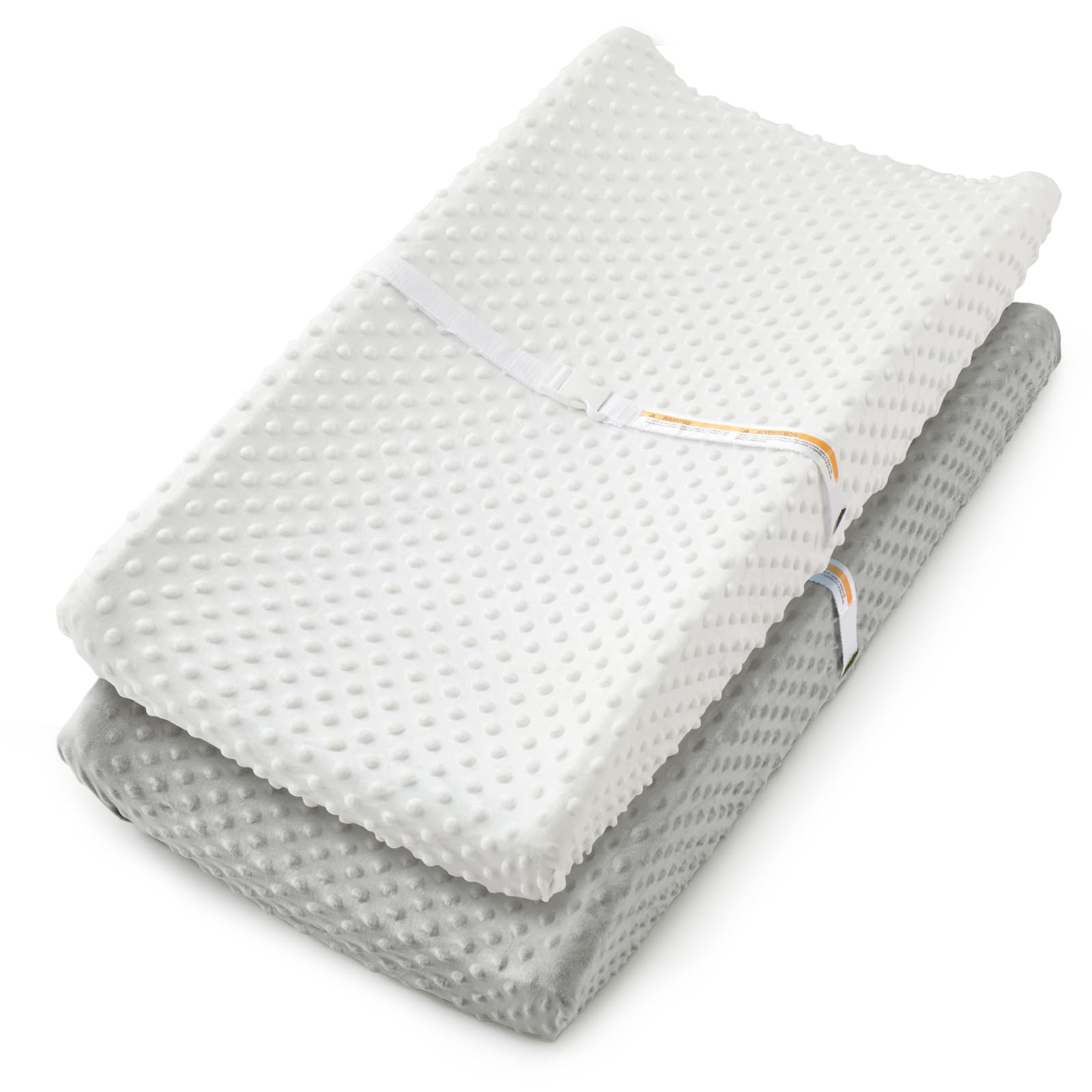 Homiest changing pad cover white-pink offers cloud-soft Minky Dot comfort for gentle diaper changes.