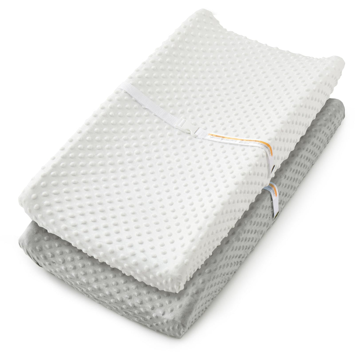 Homiest changing pad cover white-pink offers cloud-soft Minky Dot comfort for gentle diaper changes.