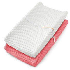 Homiest changing pad cover white-pink, cloud-soft comfort for gentle diaper changes