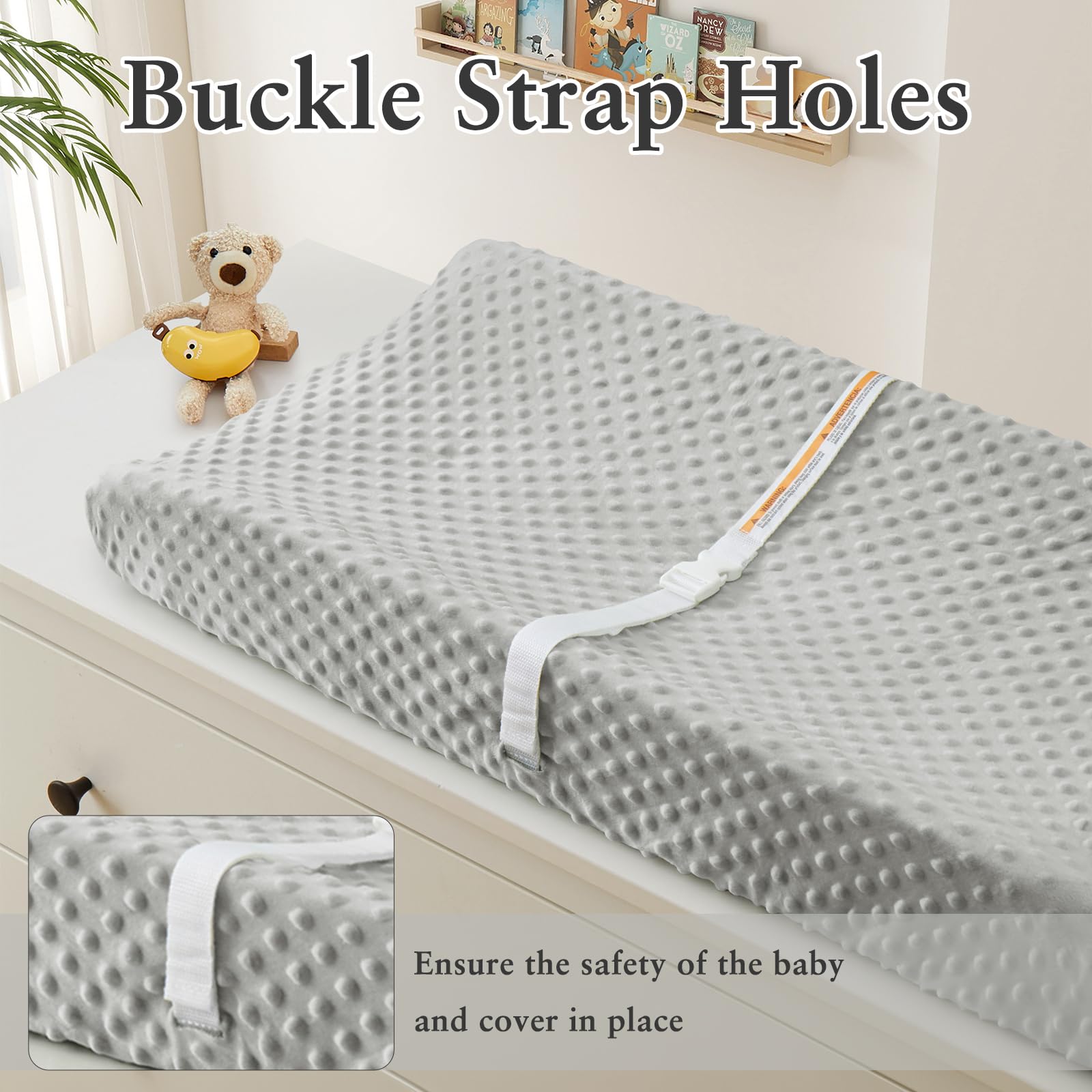 Homiest changing pad cover white-sage-green provides breathable warmth during baby care sessions.