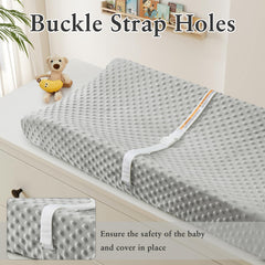 Homiest changing pad cover white-sage-green provides breathable warmth during baby care sessions.