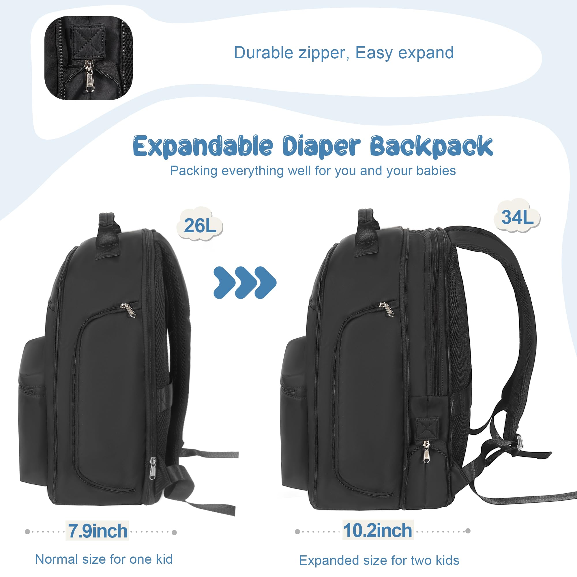 HOMIGLAM diaper backpack side access enables fast item retrieval during outings.