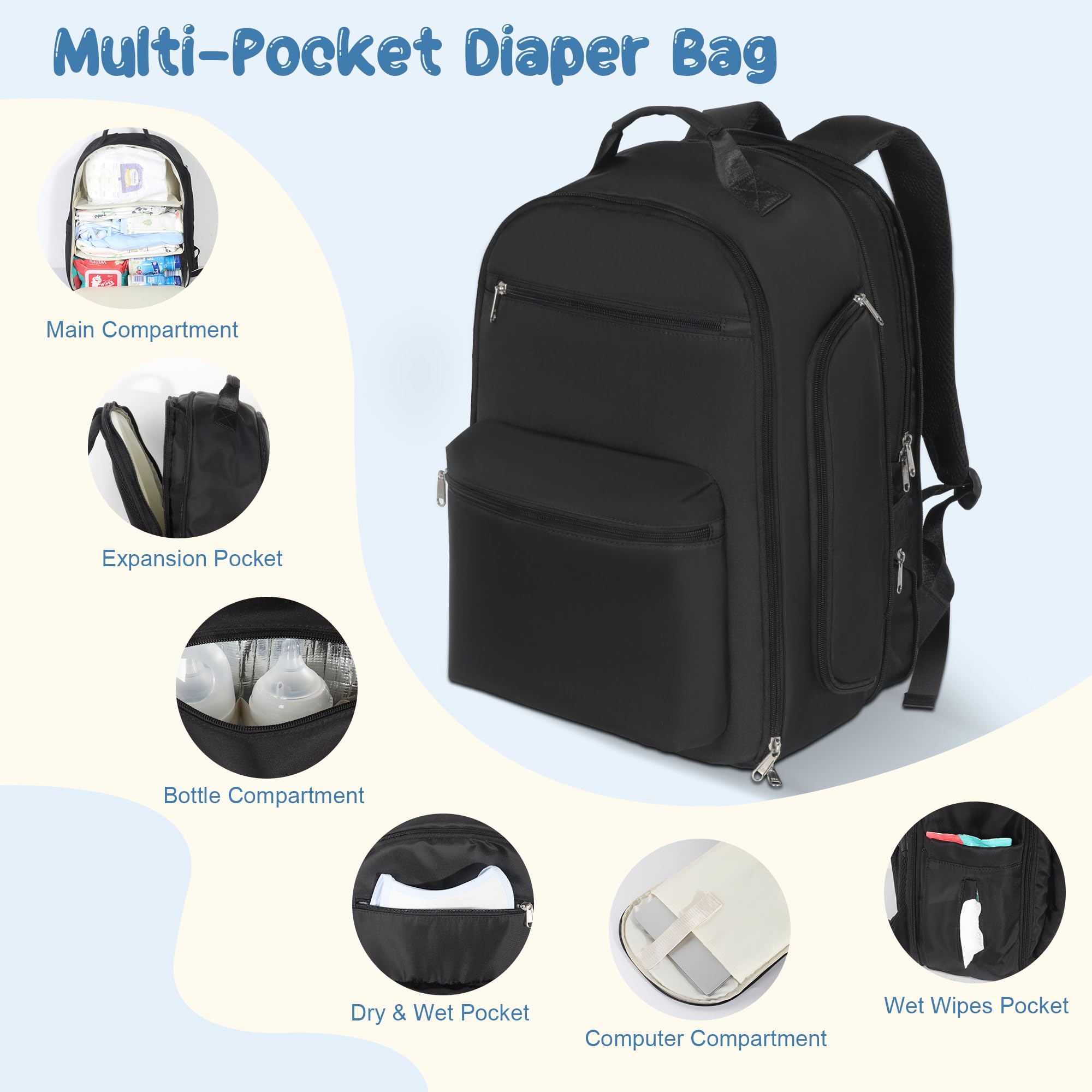 HOMIGLAM changing pad provides comfortable, hygienic changes on the go.