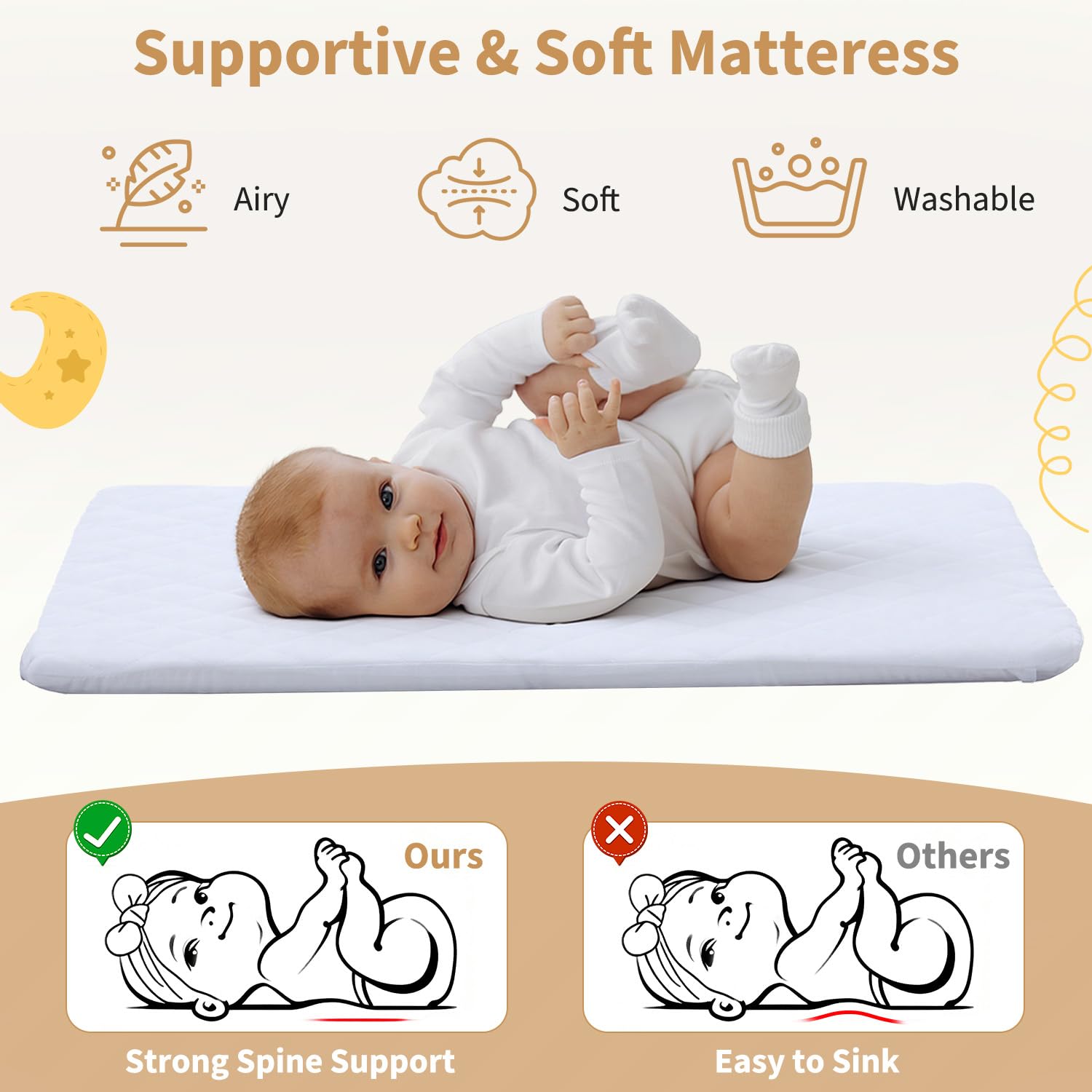 HOMMOW 3-in-1 bassinet lockable wheels enable safe mobility