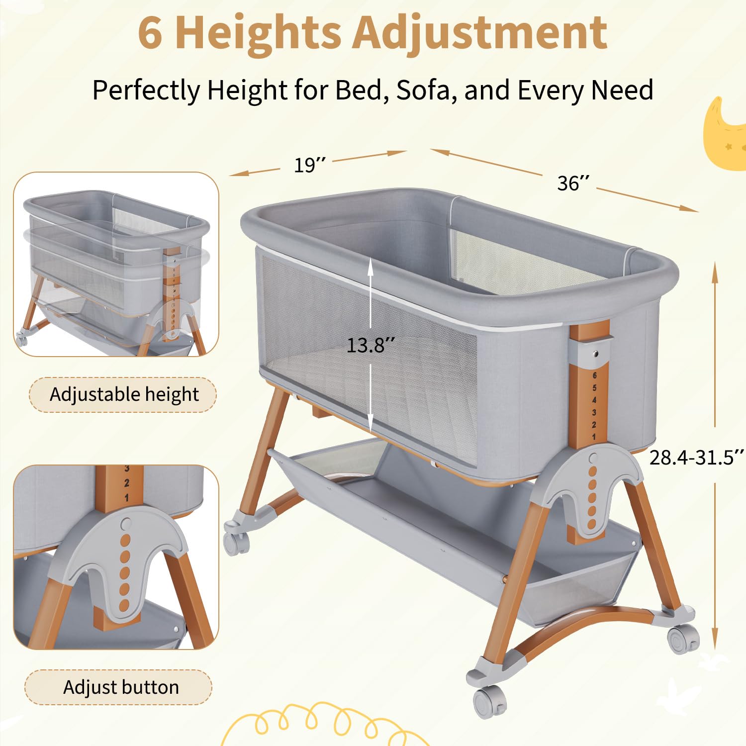 HOMMOW 3-in-1 bassinet side-sleeper demonstrates convenient nighttime soothing with bed attachment