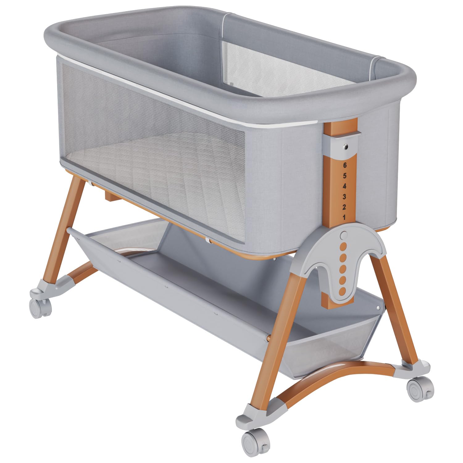 HOMMOW 3-in-1 bassinet exterior in wood-gray for a stylish nursery