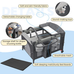 HOMMOW 5-in-1 bassinet in cradle mode offers compact, portable sleep space for small nurseries.
