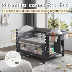 HOMMOW bassinet with detachable diaper changer enables convenient nighttime diaper changes.