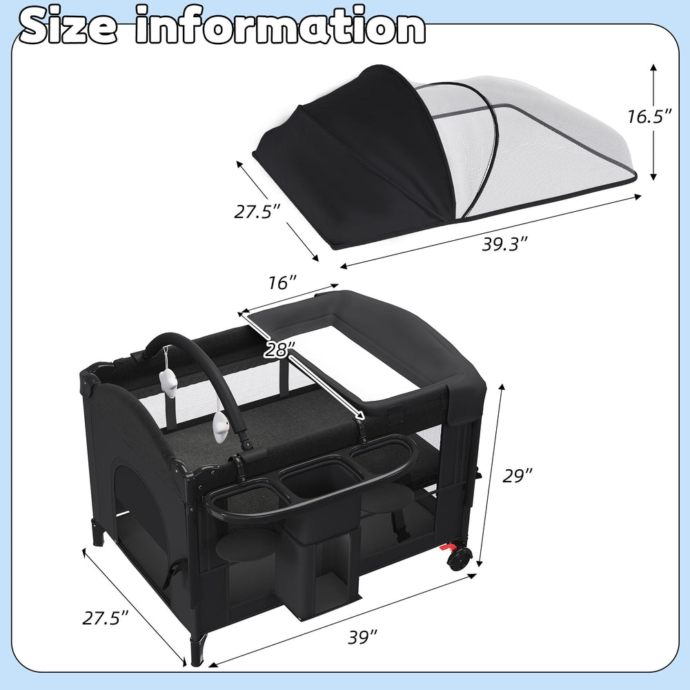 HOMMOW cradle-mode view showing compact setup for newborn naps.