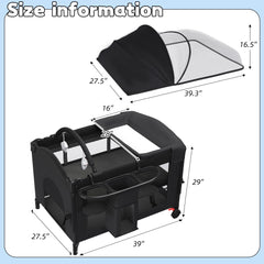 HOMMOW cradle-mode view showing compact setup for newborn naps.