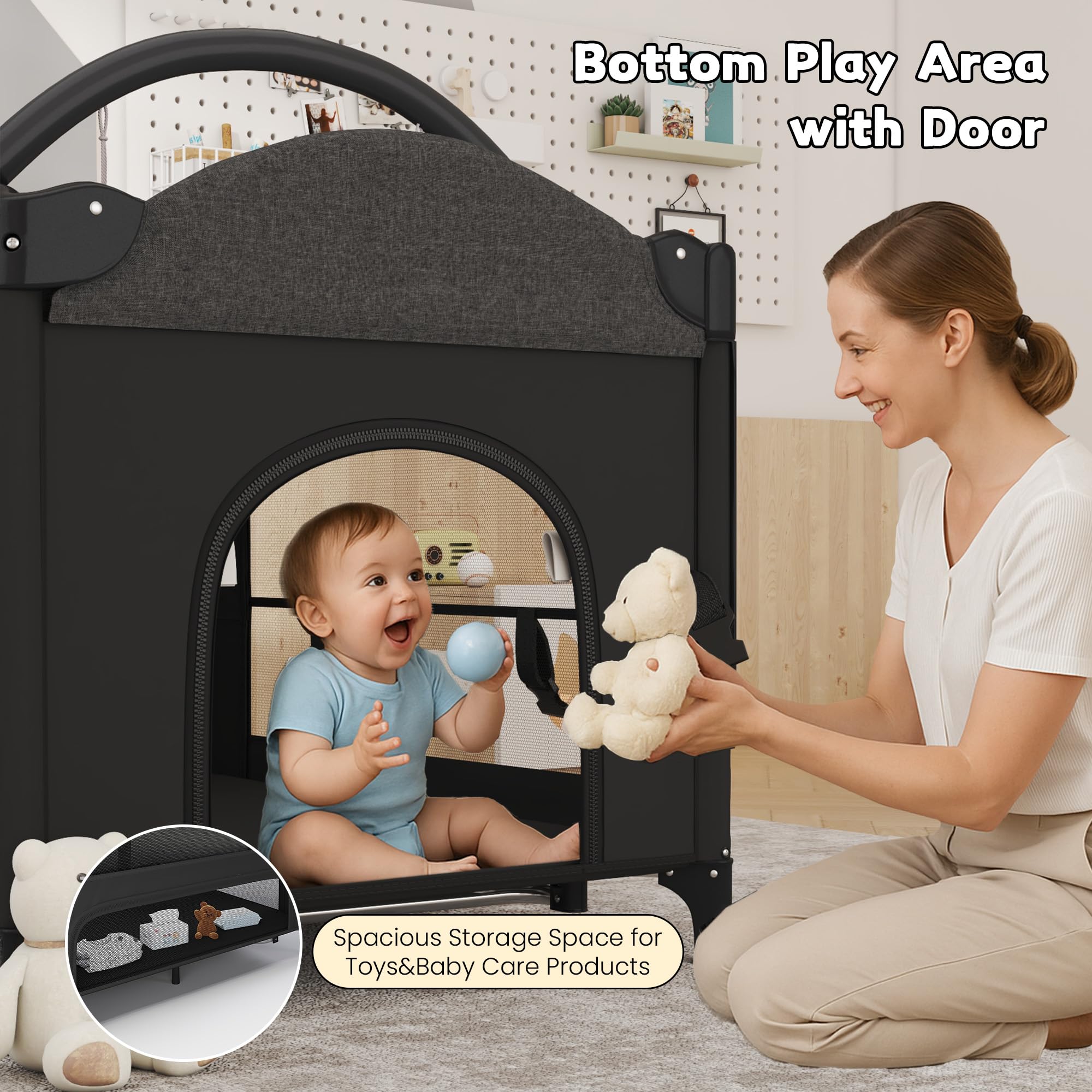 HOMMOW detachable toy-stand promotes sensory play during awake time.