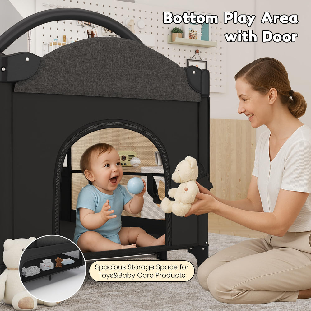 HOMMOW detachable toy-stand promotes sensory play during awake time.