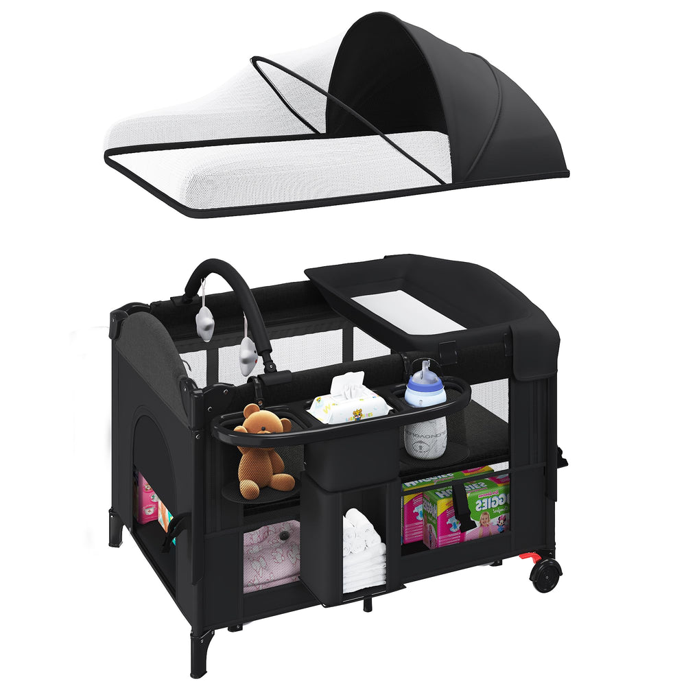 HOMMOW baby bassinet bed-side sleeper with swing tube for soothing nighttime care.