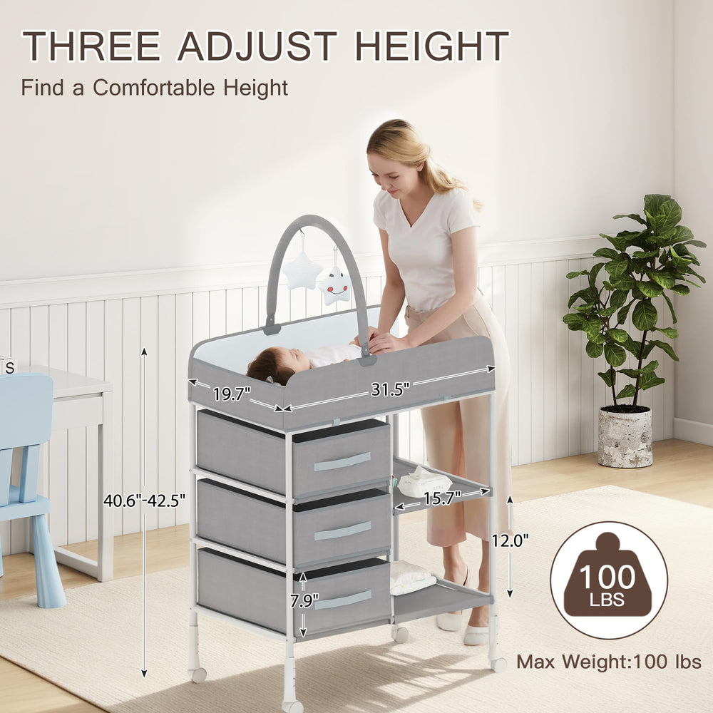 HOMMOW baby changing table waterproof pad simplifies cleanup after diaper changes.