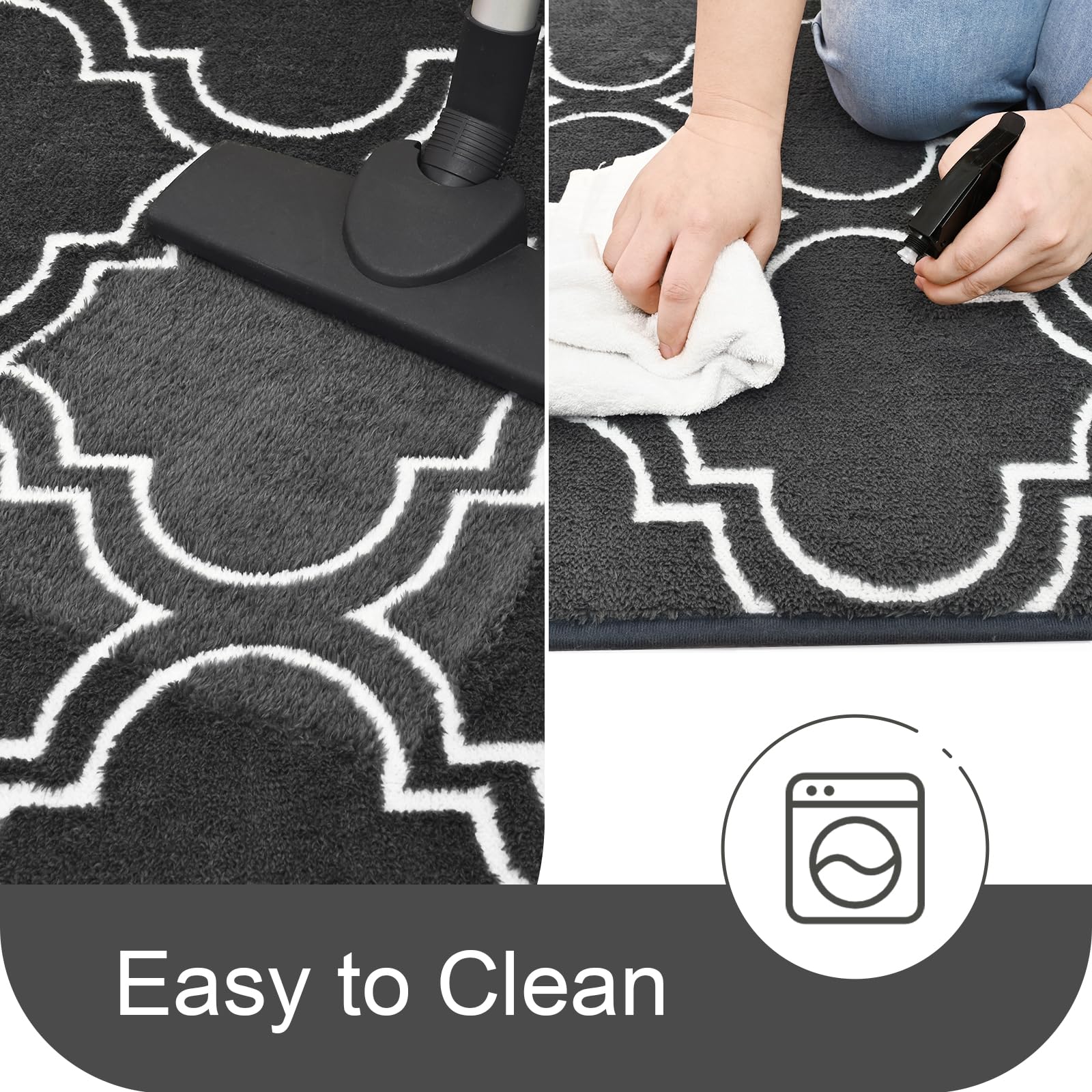 HOMORE 2x6 runner rug being vacuumed to show easy cleaning