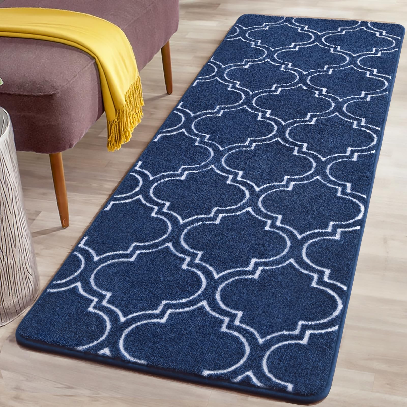 HOMORE navy rug suited for kids, dorms, and modern interiors.