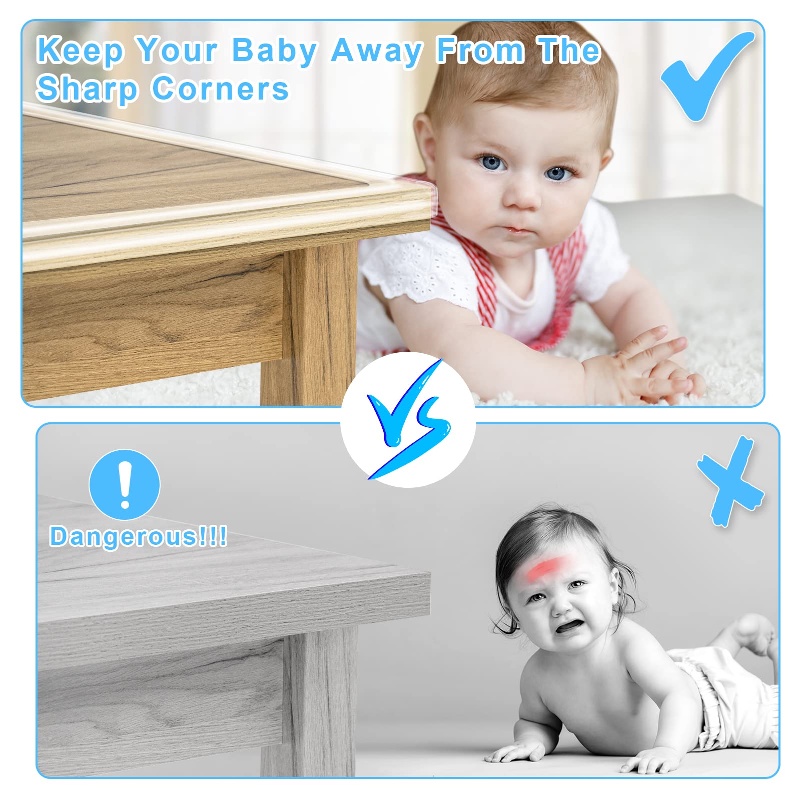 HOMREALM baby-proofing edge guard translucent cushions bumps at play areas.