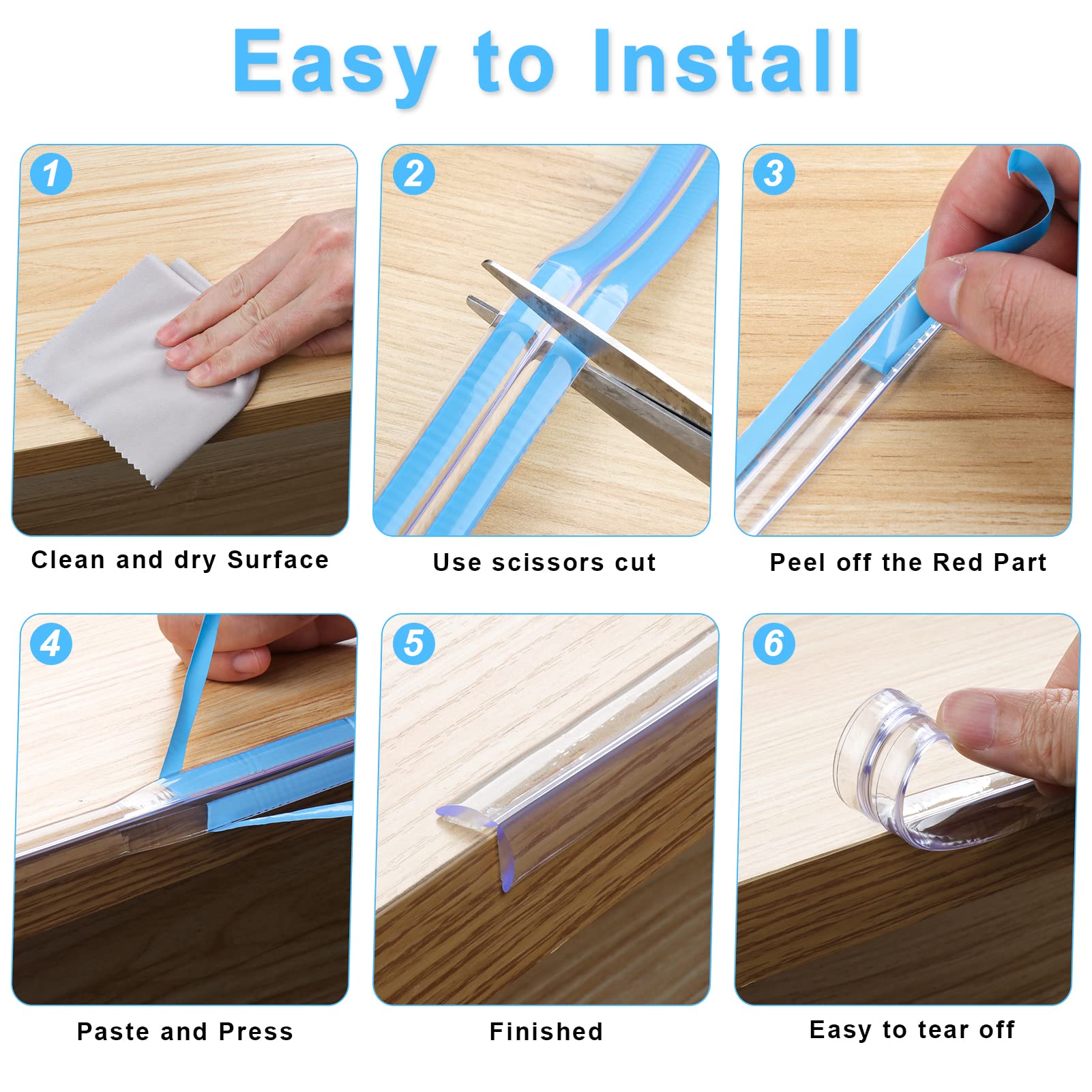 HOMREALM installation-demo shows quick peel-and-stick setup on desk corner.