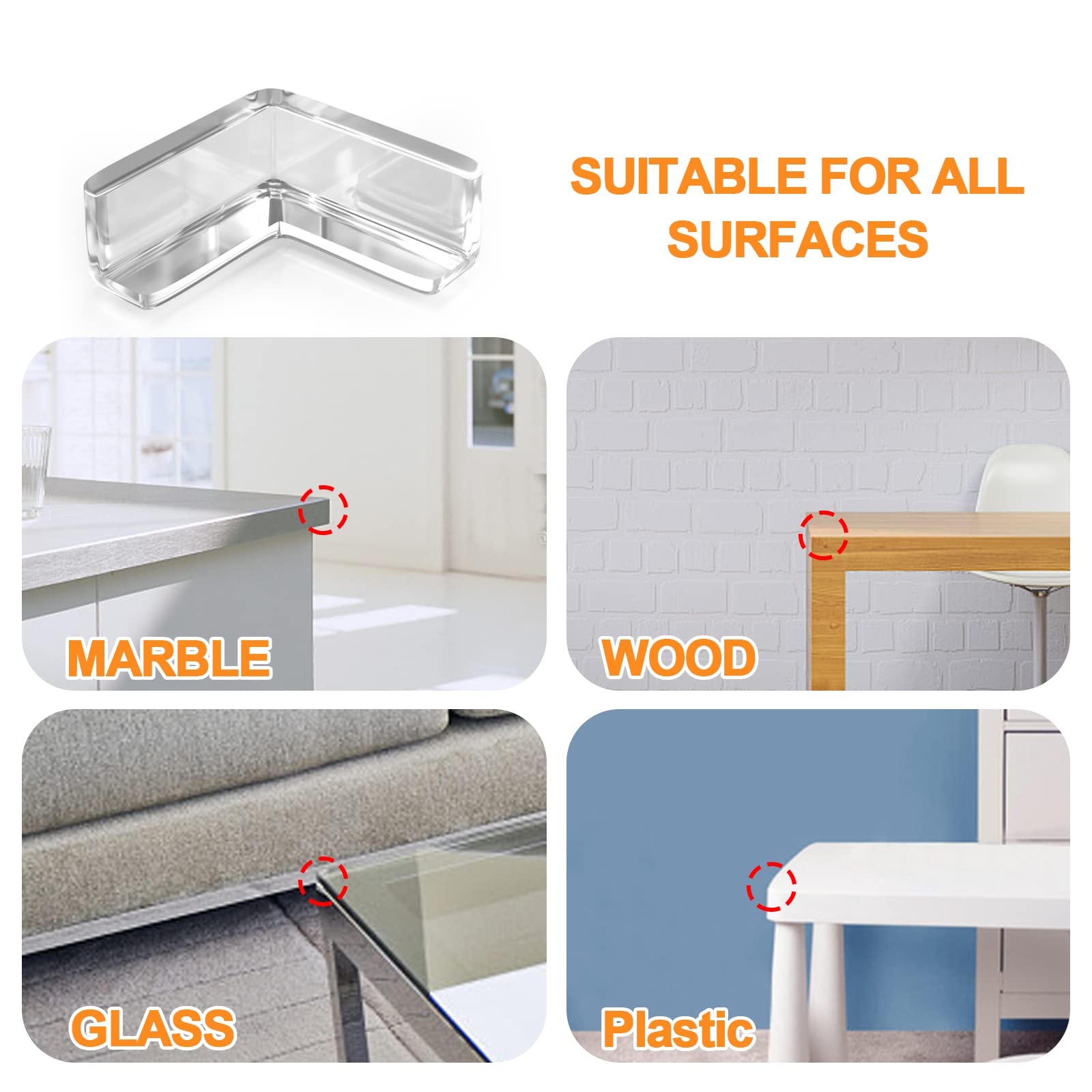 HOMREALM versatile corner protectors fit wood, glass, marble and reduce sharp-edge contact.