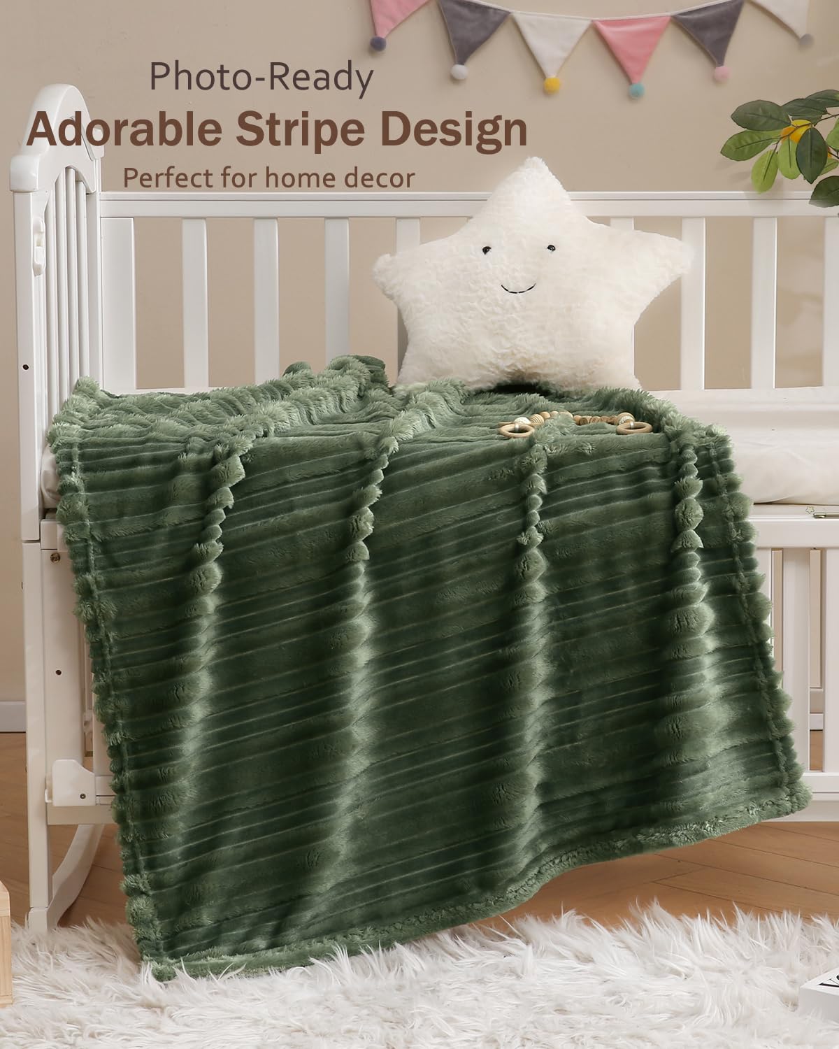 HOMRITAR baby blanket measures 30x40 inches for crib, stroller, and playtime.