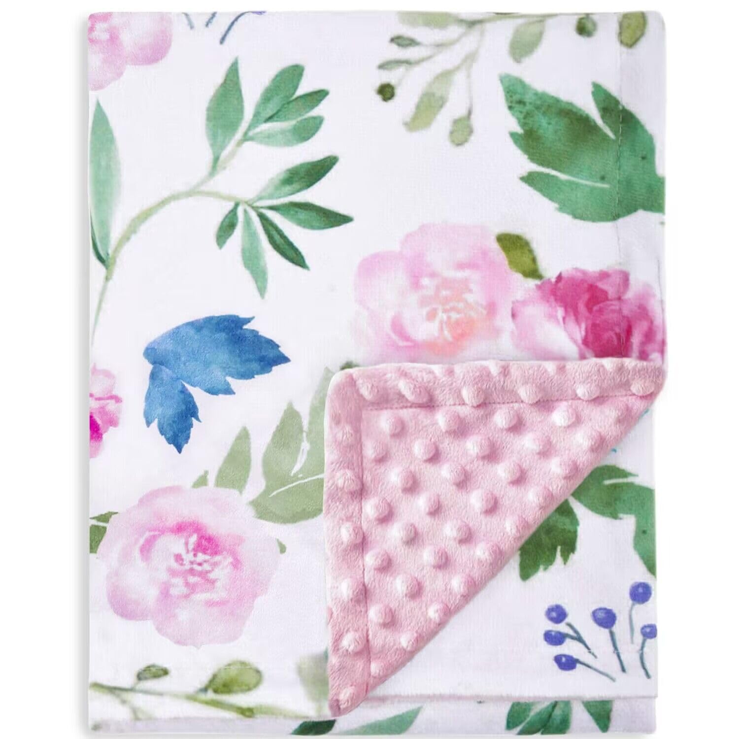 HOMRITAR baby blanket with soft double-layer minky for cozy naps