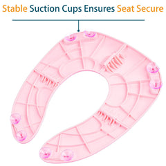 Homsis folding potty seat shows eight suction cups for stable use.