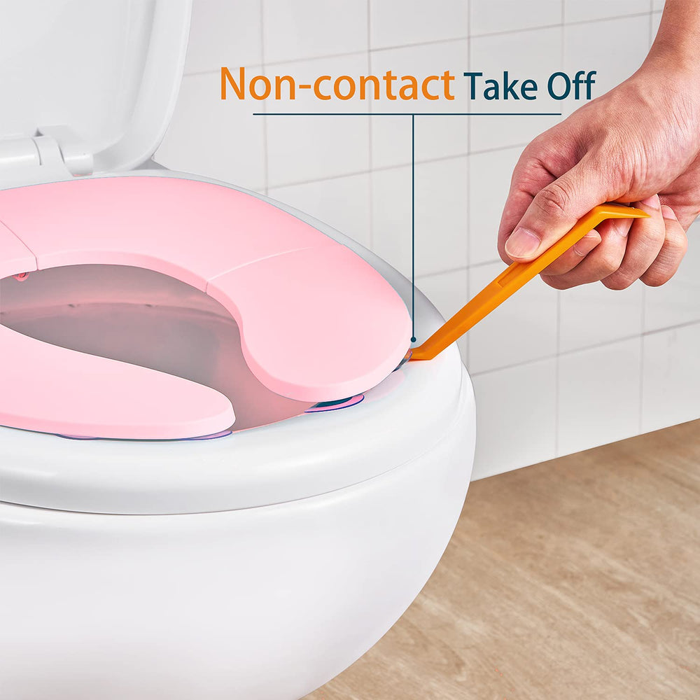 Homsis travel potty seat in its carry bag for easy transport.