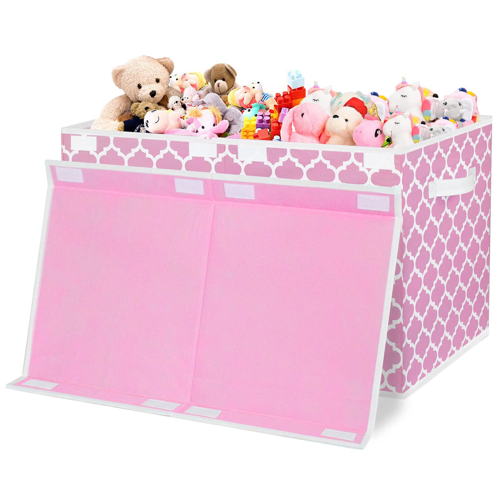 Homyfort toy box pink collapsed-flat for easy storage