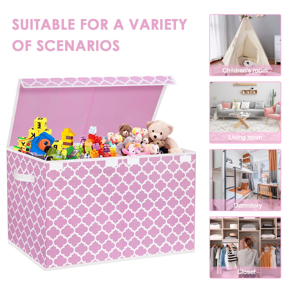 Homyfort toy box pink divider in use separates toy types