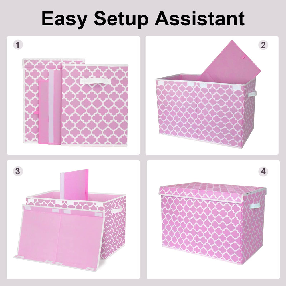 Homyfort toy box pink durable cardboard supports daily use