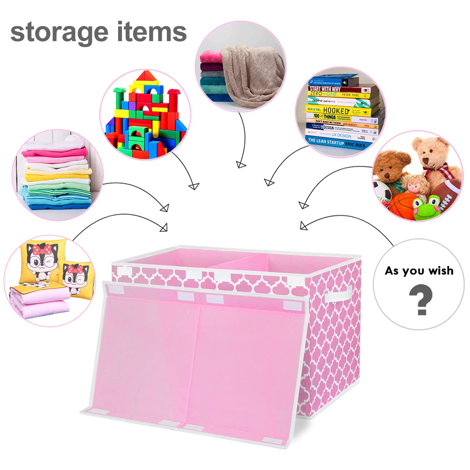 Homyfort toy box pink in a playroom for organized toys
