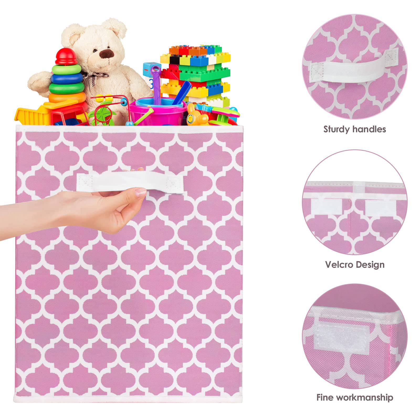 Homyfort toy box pink side view shows sturdy practical size