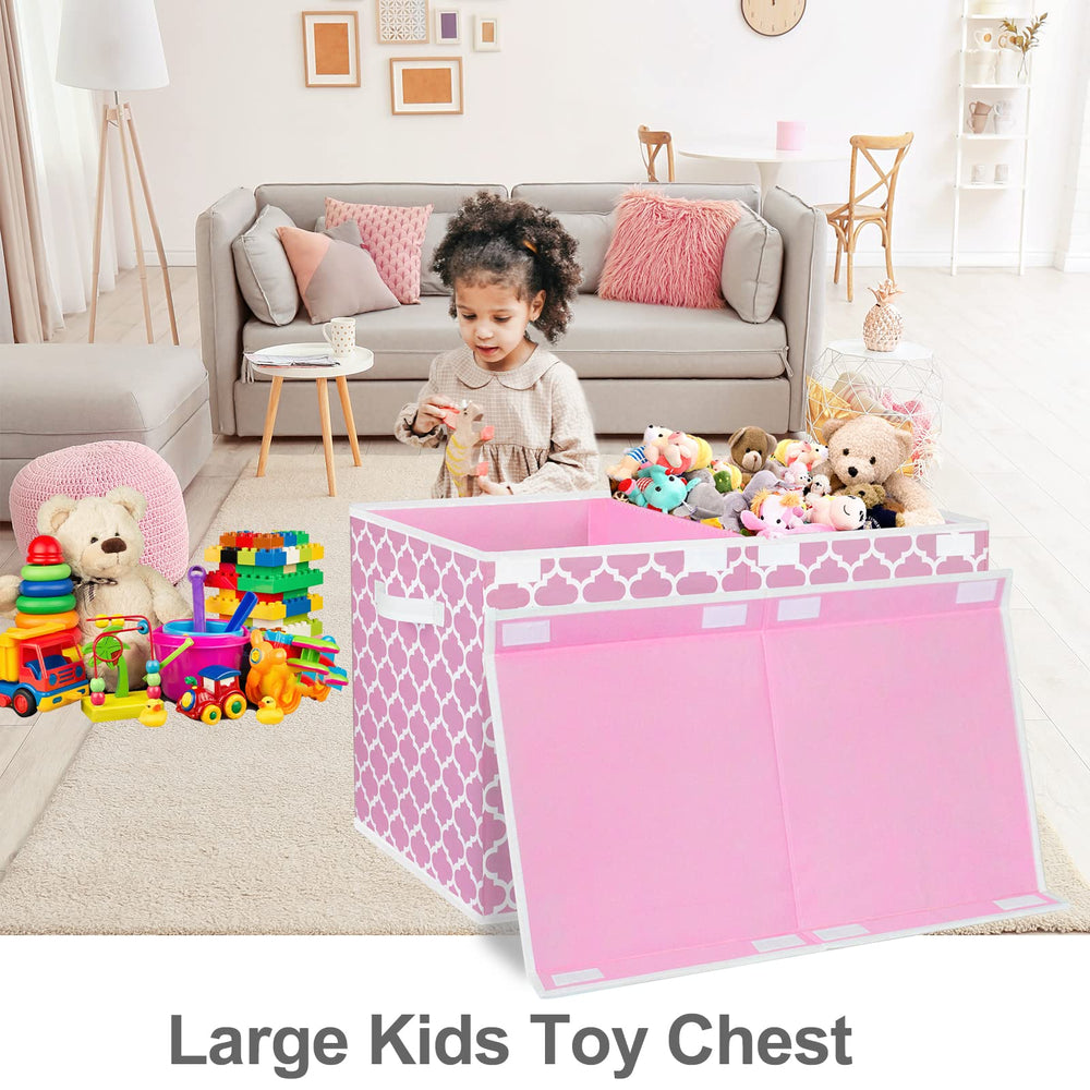 Homyfort toy box pink with books storage in a play space