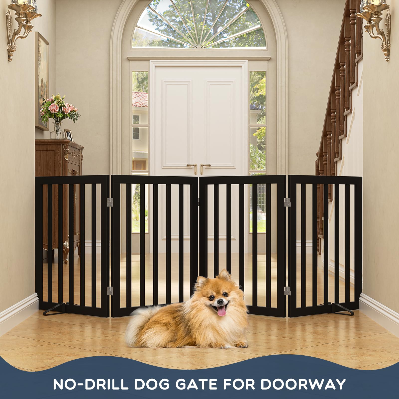 Homykic folding gate collapsed for compact storage and travel ease.