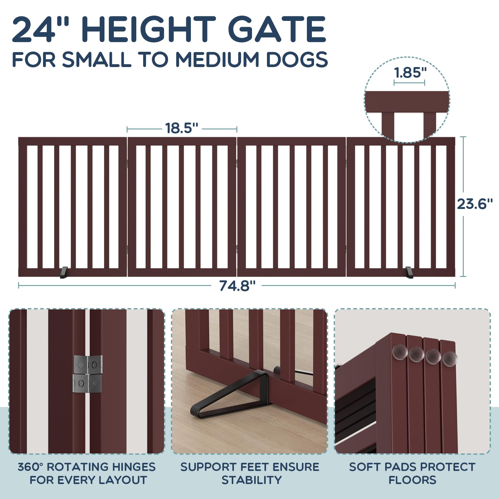 Homykic Bamboo Dog Gate used freestanding in a doorway.