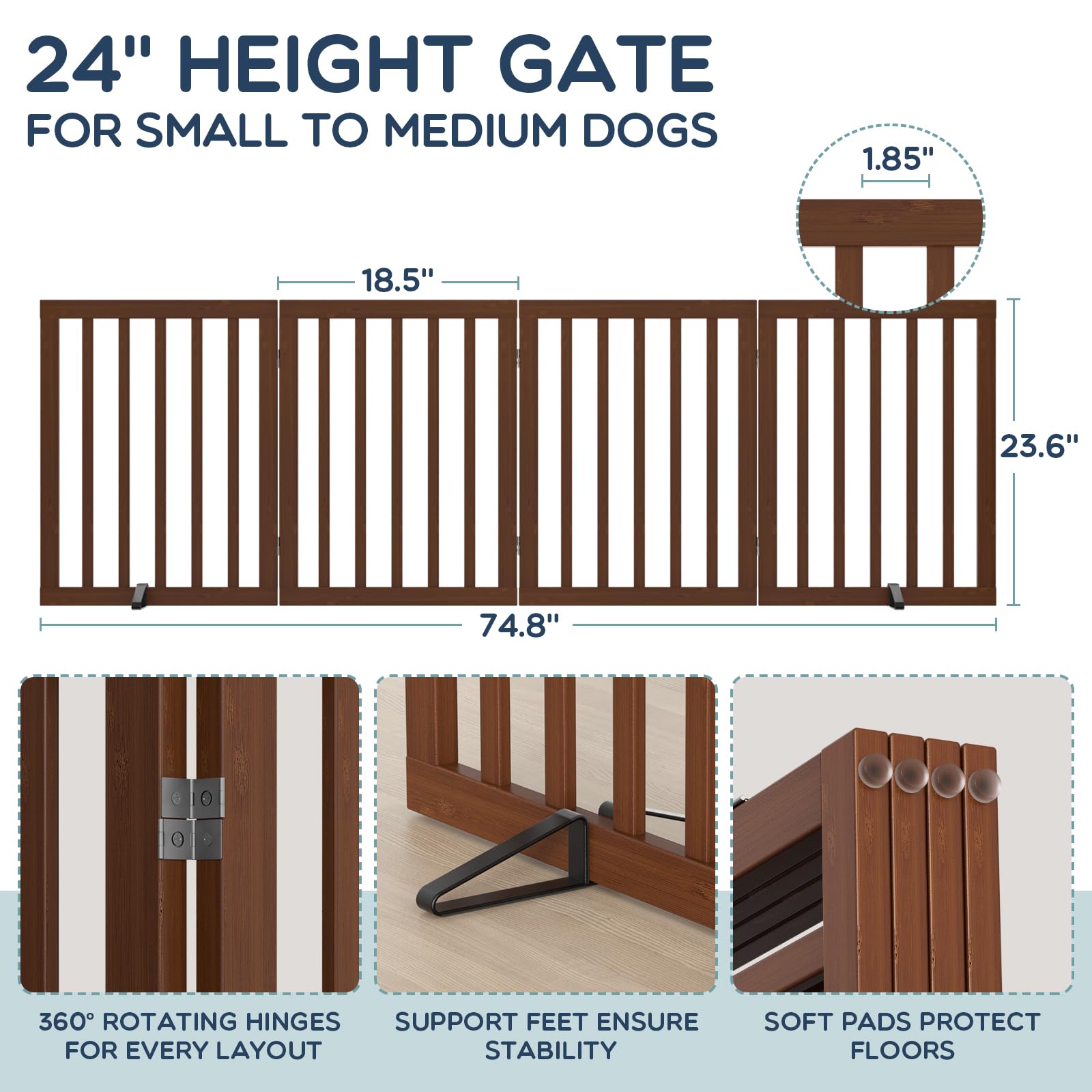 Homykic bamboo gate suitable for doorways and stairs without drilling.