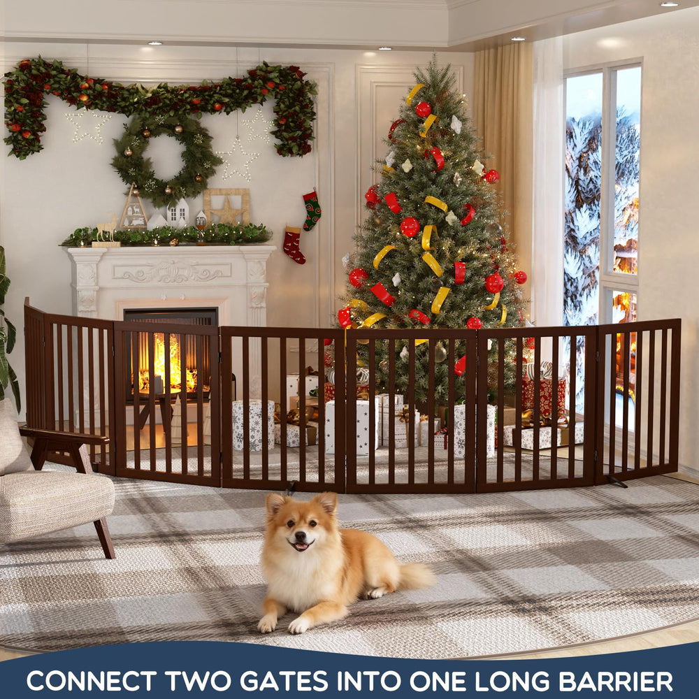 Homykic bamboo gate provides extra-wide reach for small to medium dogs up to 75 inches.