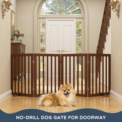 Homykic bamboo gate folds compactly for easy storage and travel.