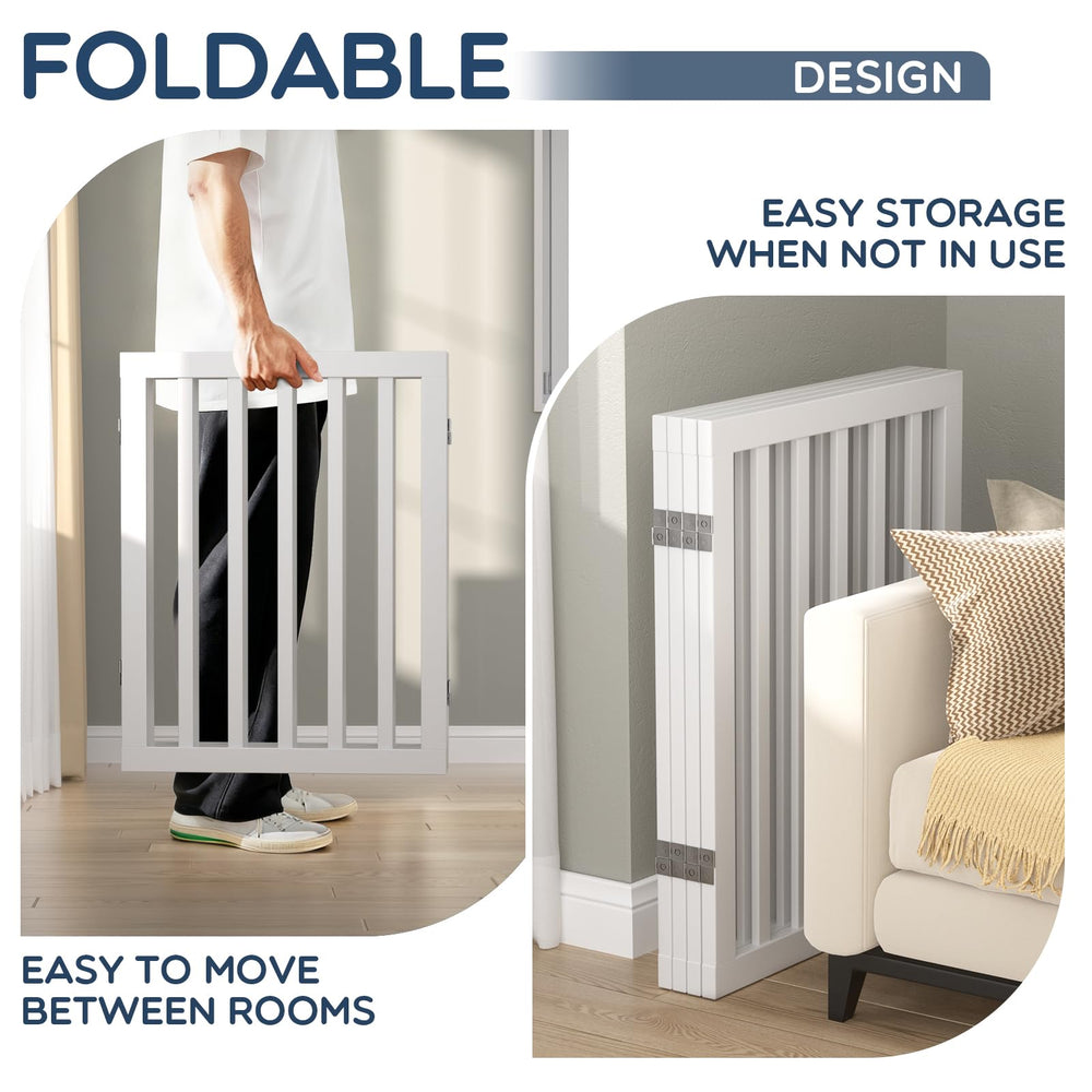 Homykic bamboo gate on stairs offers portable pet protection.