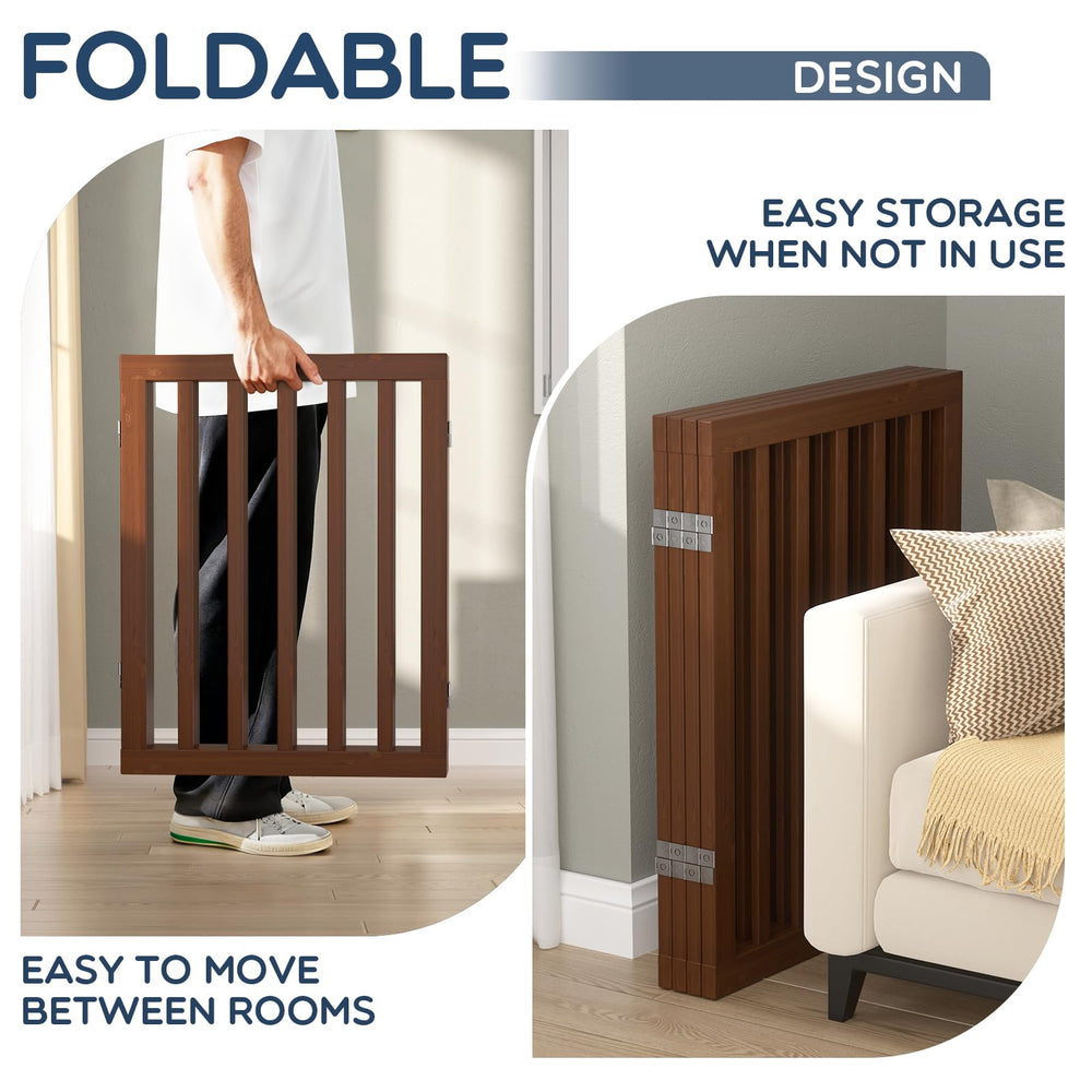 Homykic bamboo gate in walnut color adds warmth to any home.