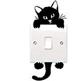 Honbay cat removable wall stickers for light switch decor in nursery; easy peel-and-stick.