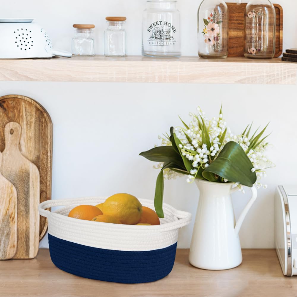 HONCESTA decorative blue basket, adds style to home organization.