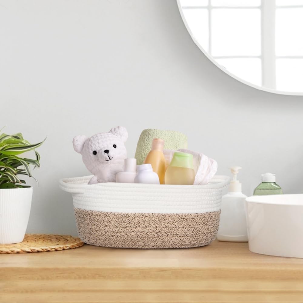 HONCESTA durable cotton rope basket is washable and long-lasting.