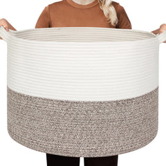 HONCESTA extra-large basket open top for blanket storage and easy access.