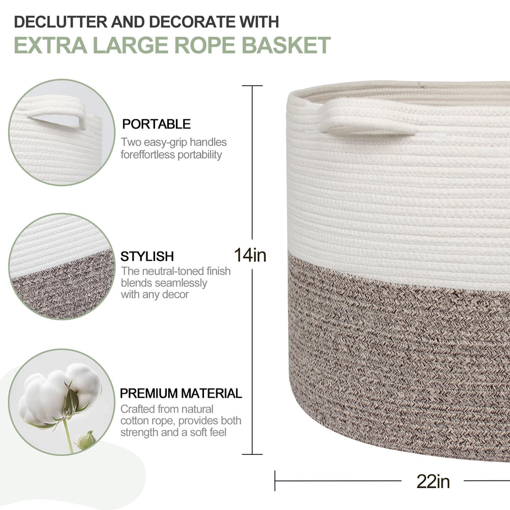 HONCESTA large basket with handles for easy transport of heavier items.
