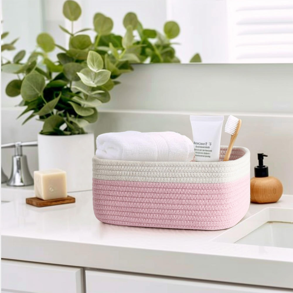 HONCESTA baskets with hidden handles offer portable organization.