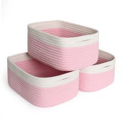 HONCESTA pink storage baskets 3-pack neatly organized shelves for toys and essentials.
