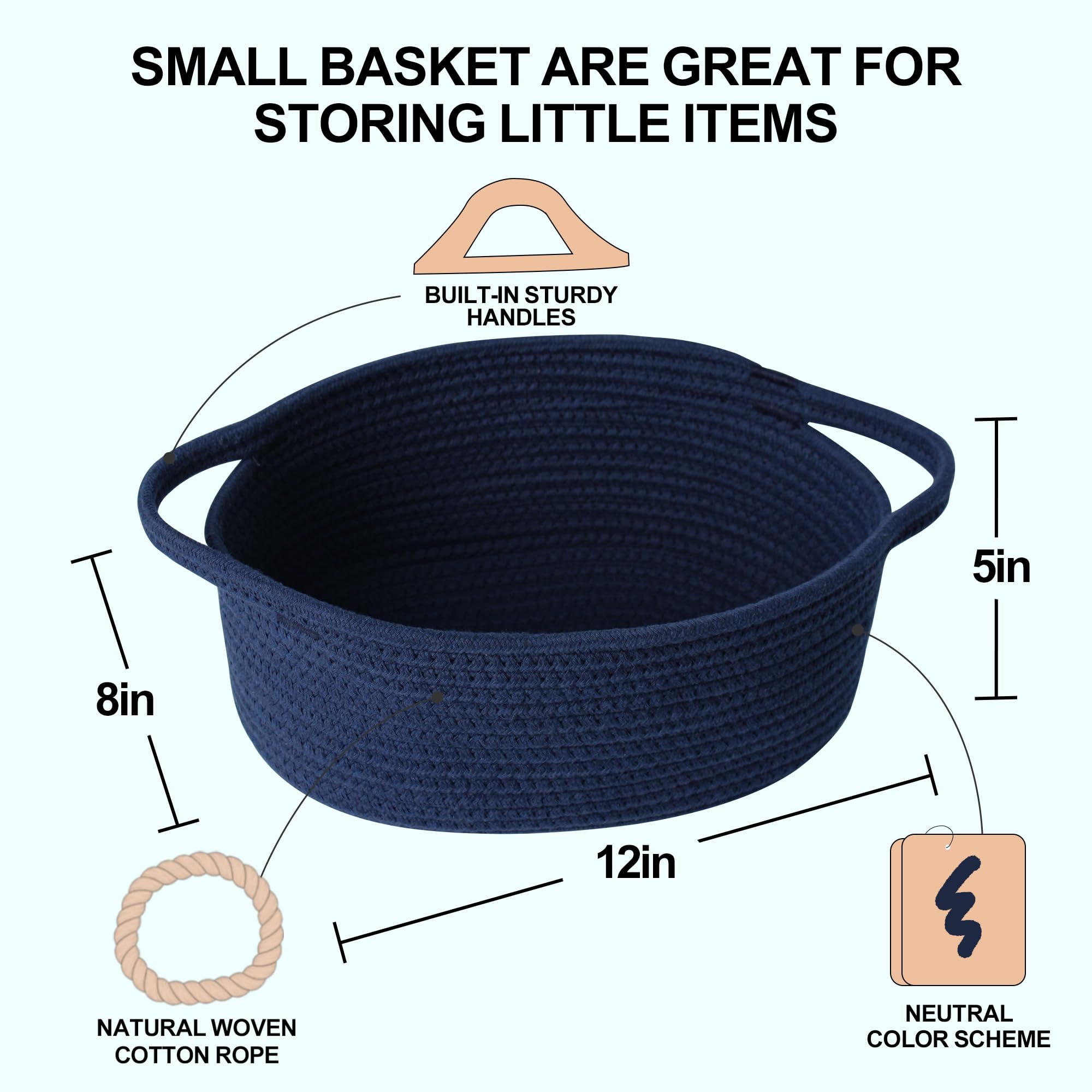 HONCESTA blue basket with handles side view, easy transport