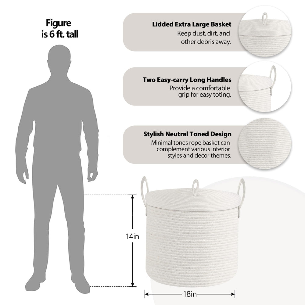 HONCESTA white storage basket for throws and towels decor-ready.
