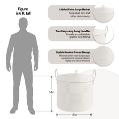 HONCESTA white storage basket for throws and towels decor-ready.